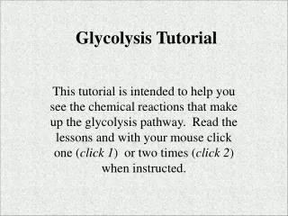 Glycolysis Tutorial