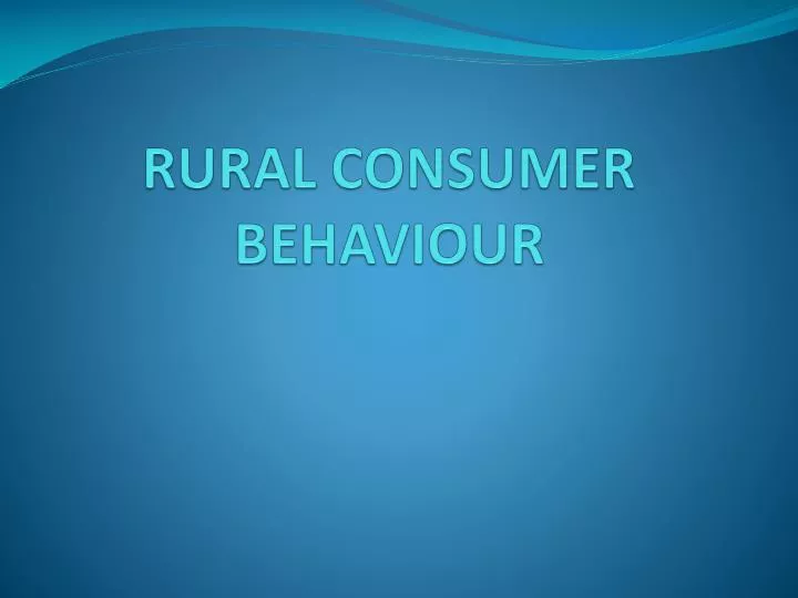 rural consumer behaviour