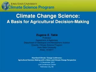 Climate Change Science: A Basis for Agricultural Decision-Making