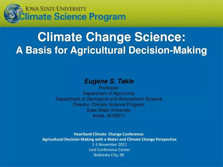 climate change science a basis for agricultural decision making
