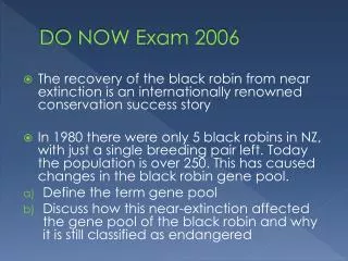 DO NOW Exam 2006