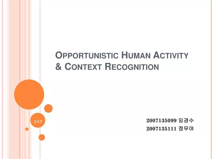 opportunistic human activity context recognition