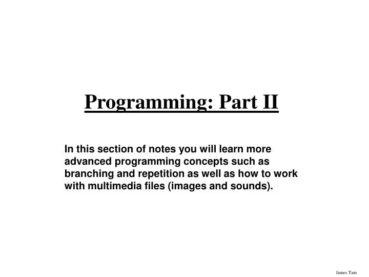 programming part ii