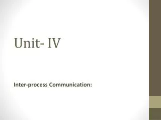 Unit- IV