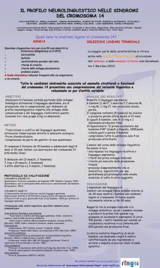 IL PROFILO NEUROLINGUISTICO NELLE SINDROMI DEL CROMOSOMA 14