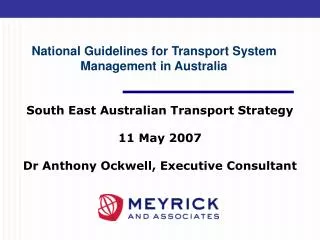 National Guidelines for Transport System Management in Australia