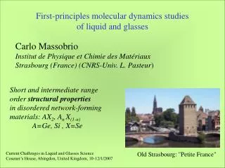 First-principles molecular dynamics studies of liquid and glasses