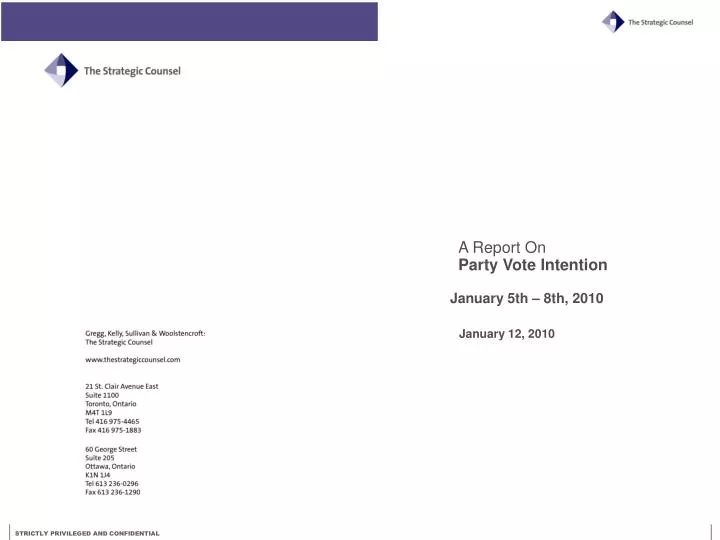 a report on party vote intention