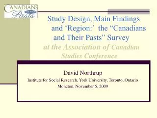 David Northrup Institute for Social Research, York University, Toronto, Ontario