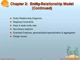 Chapter 2: Entity-Relationship Model (Continued)
