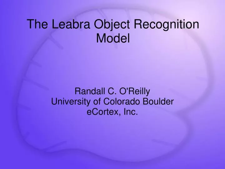 randall c o reilly university of colorado boulder ecortex inc