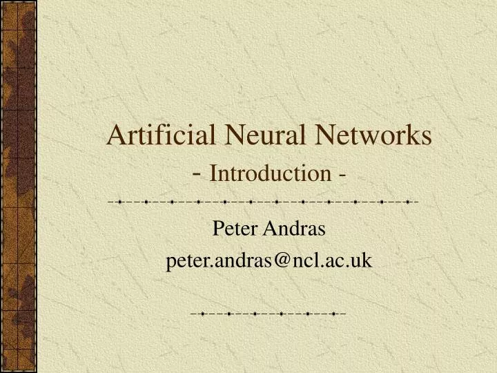 artificial neural networks introduction