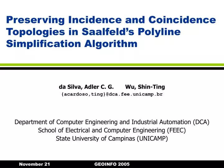 preserving incidence and coincidence topologies in saalfeld s polyline simplification algorithm