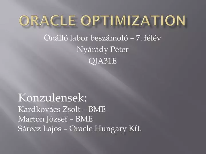 oracle optimization
