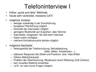 Telefoninterview I