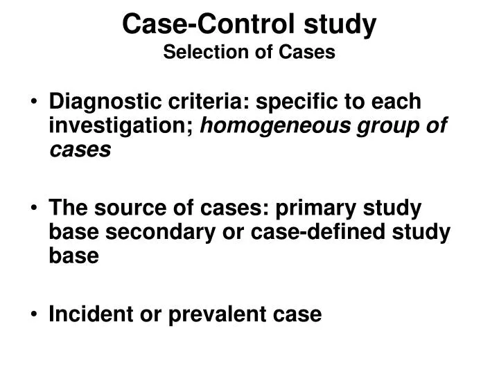 case control study selection of cases