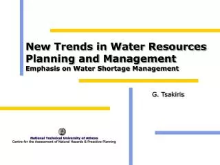 New Trends in Water Resources Planning and Management Emphasis on Water Shortage Management