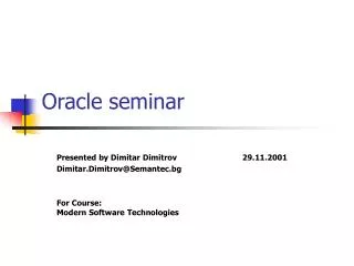 Oracle seminar