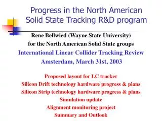 Progress in the North American Solid State Tracking R&amp;D program