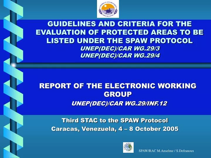 report of the electronic working group unep dec car wg 29 inf 12
