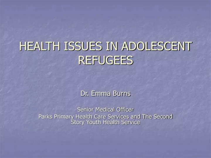 health issues in adolescent refugees