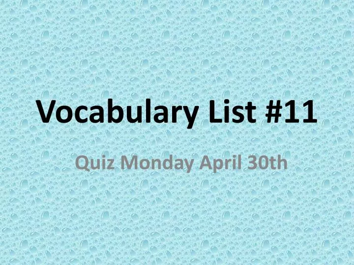 vocabulary list 11
