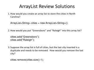 ArrayList Review Solutions