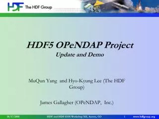 HDF5 OPeNDAP Project Update and Demo