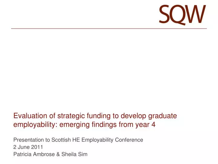 evaluation of strategic funding to develop graduate employability emerging findings from year 4