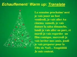Echauffement/ Warm up: Translate