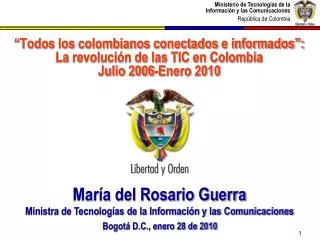 María del Rosario Guerra Ministra de Tecnologías de la Información y las Comunicaciones