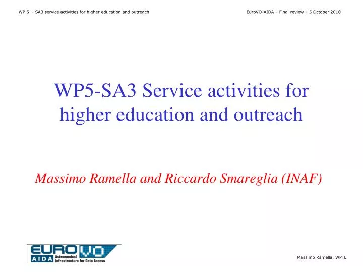 wp5 sa3 service activities for higher education and outreach
