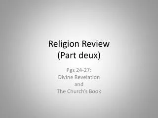 Religion Review (Part deux )