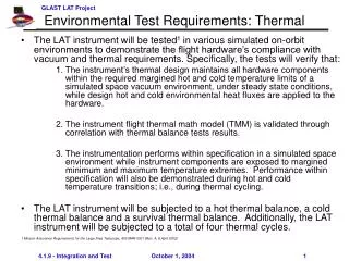 Environmental Test Requirements: Thermal