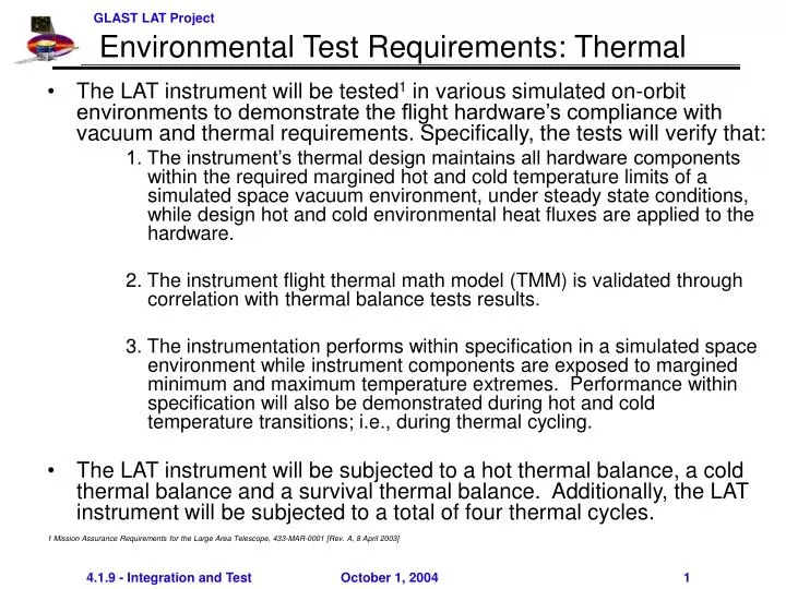 environmental test requirements thermal