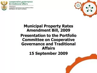 Municipal Property Rates Amendment Bill, 2009