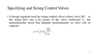 Specifying and Sizing Control Valves