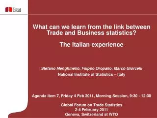 What can we learn from the link between Trade and Business statistics? The Italian experience