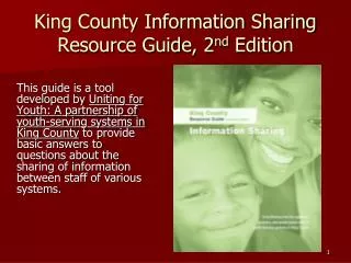 King County Information Sharing Resource Guide, 2 nd Edition