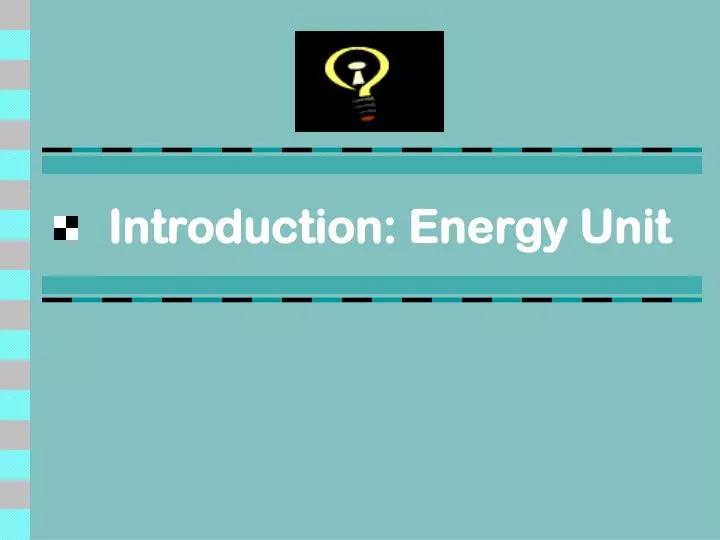 introduction energy unit