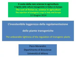 L’insostenibile leggerezza della regolamentazione delle piante transgeniche