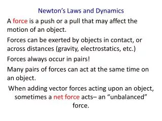 Newton’s Laws and Dynamics