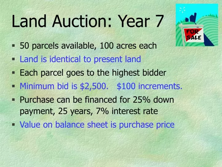 land auction year 7