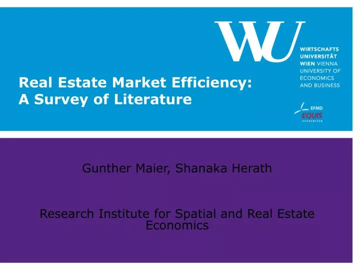 real estate market efficiency a survey of literature