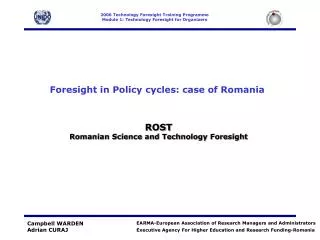 Foresight in Policy cycles: case of Romania