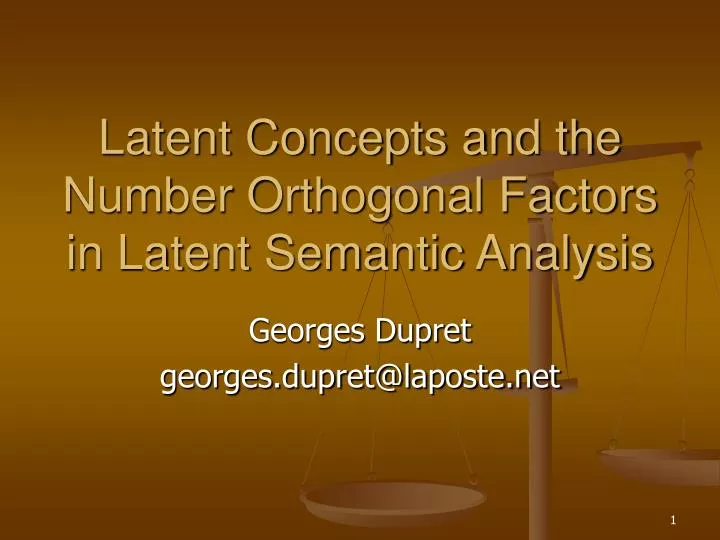latent concepts and the number orthogonal factors in latent semantic analysis
