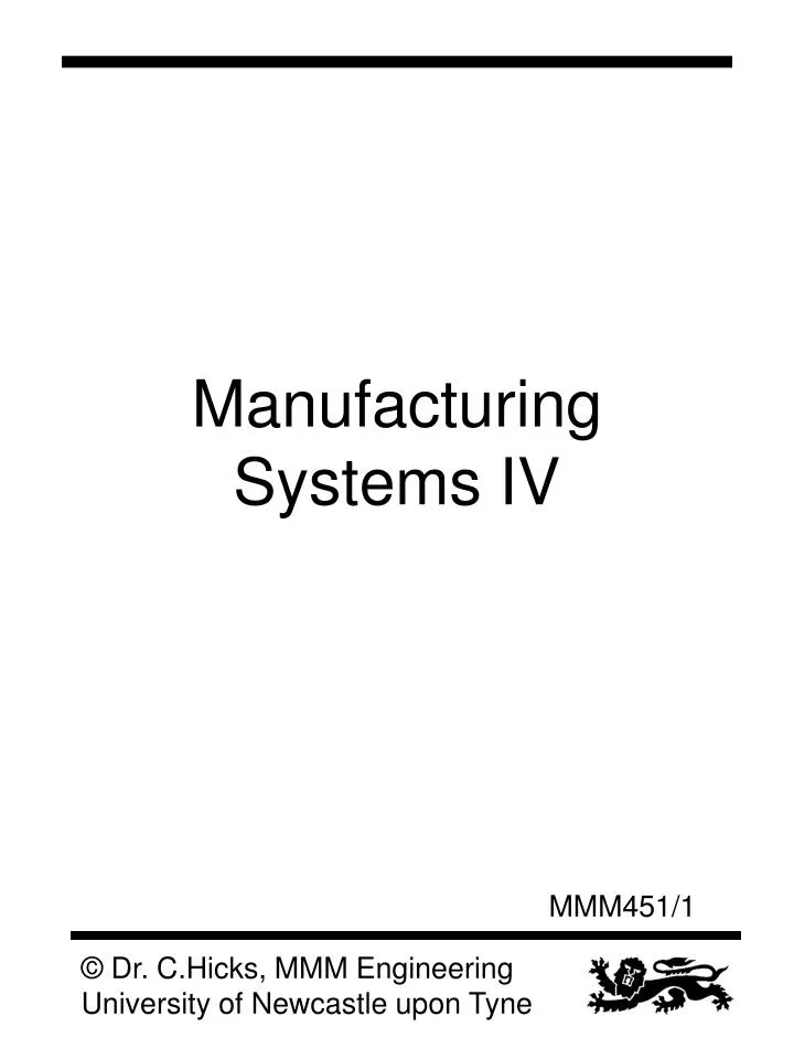 manufacturing systems iv