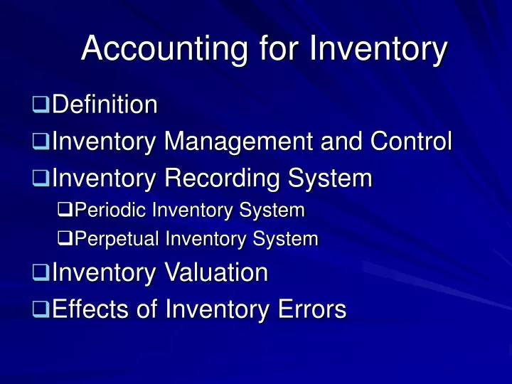 accounting for inventory