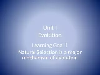 Unit I Evolution