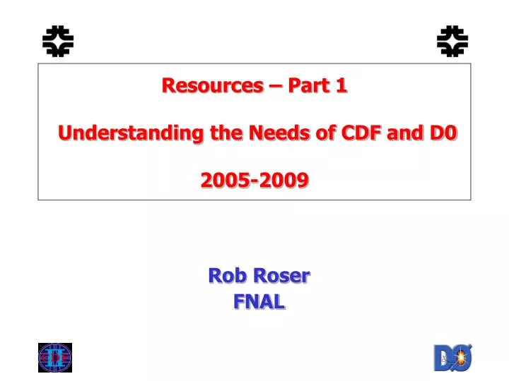 resources part 1 understanding the needs of cdf and d0 2005 2009